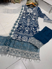 3 Colours LAILA salwar kameez dress 3 piece Pakistani chiffon embroidered wedding edt S-XL