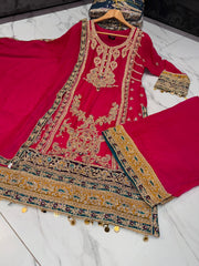 MEHNDI RASME - 4 Colours Pakistani fancy
Plazzo Kameez chiffon suit s-xl