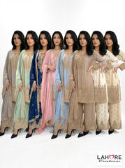 8AAT RANG Pakistani Palazzo Kameez chiffon embroidered Pakistani design S-XI suits