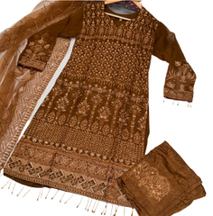 ISLA Chiffon Salwar kameez suit 3 piece Pakistani design fancy duppatta wedding edt S-XL