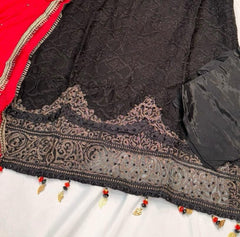 DEENA Salwar kameez suit 3 piece Pakistani embroidered contrasting chiffon duppatta
