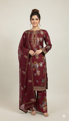 4 Colours FM-188 EID 26 Pakistani Floral Stunning Salwar Kameez Embroidered with a satin Scarf for Festive Wear Womenswear