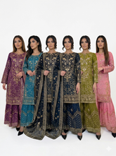 Wedding Edition 26 - SAJNI - MAYA - 7 Colours 2026 Wedding edition Heavy chiffon embroidered Pakistani designer Sharara suit S-XI suits (3403)