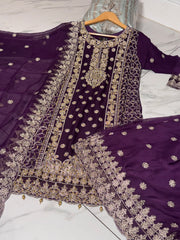 4 Colours SHARIKA Shararah Kameez chiffon embroidered Pakistani design S-XI suits Elegant