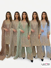 5 Colours ROYA Plazzo Kameez chiffon embroidered Pakistani design S-XI suits