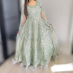 3 Colours KARMA 382 Gown suit 2 piece Heavy Pakistani embroidered wedding design edt S-L Womenswear