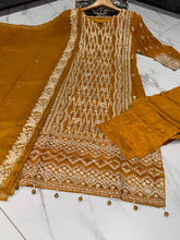 MINA Pakistani Mehndi style suit 3 piece Pakistani embroidered chiffon design S-XI