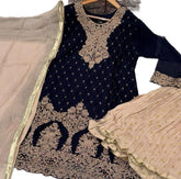 3 Colours OREENA Shararah Kameez chiffon embroidered Pakistani design S-L suits