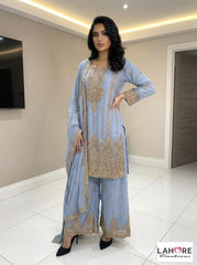 8AAT RANG Pakistani Palazzo Kameez chiffon embroidered Pakistani design S-XI suits