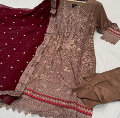 2 Colours ISLAA Salwar kameez suit 3 piece Pakistani embroidered Duppata chiffon partywear S-XL Womenswear