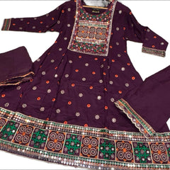 4 Colours HIBA dress suit 3 piece Pakistani linen embroidered Dupatta sequins S-XL