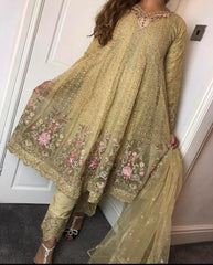 4 Colours ELIANA Fancy Frock suit 3 piece Pakistani embroidered wedding edt S-L Womenswear