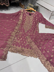 4 Colours SAHANA Shararah Kameez chiffon embroidered Pakistani design S-XI suits