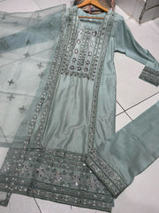 4 COLOURS! LC 612 Mirror work plazzo kameez design with embroidery work Womenswear