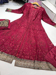 4 Colours JASMIN Long dress suit 3 piece Pakistani embroidered chiffon duppatta wedding edt S-XL Womenswear|