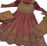 TAHSIN Chiffon contrasting frock suit 3 piece Pakistani design fancy duppatta wedding edt S-XL Womenswear