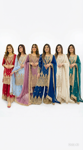 6 Colours BEKHUD Plazzo Kameez chiffon embroidered Pakistani design S-XI suits