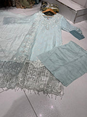 3 Colours HUDA salwar kameez dress 3 piece Pakistani chiffon embroidered wedding edt S-XL