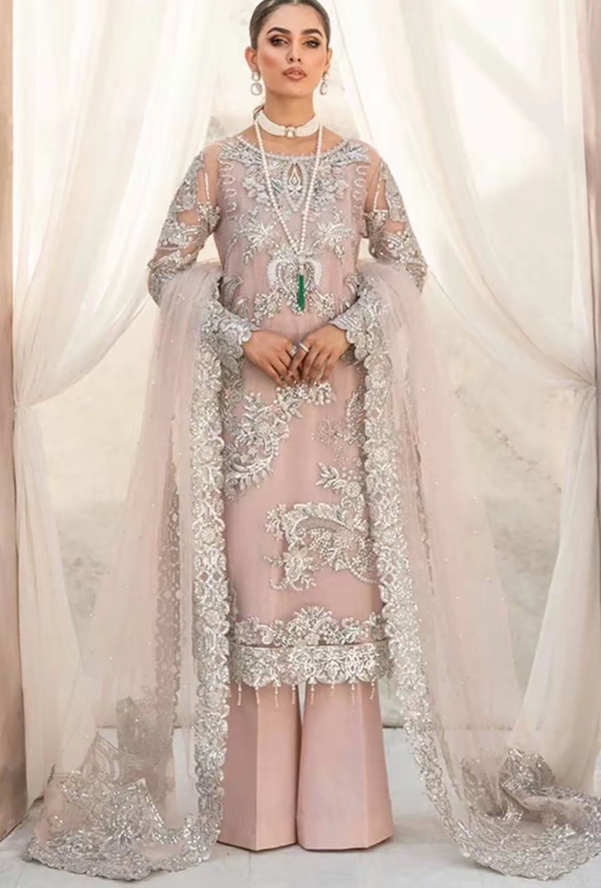 Romantic Lilly Fancy salwar Kameez design embellished Pakistani 3 piece suit
S-L