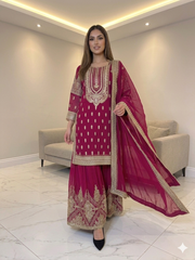 4 Colours JANNAT Plazzo Kameez chiffon embroidered Pakistani design S-XI suits