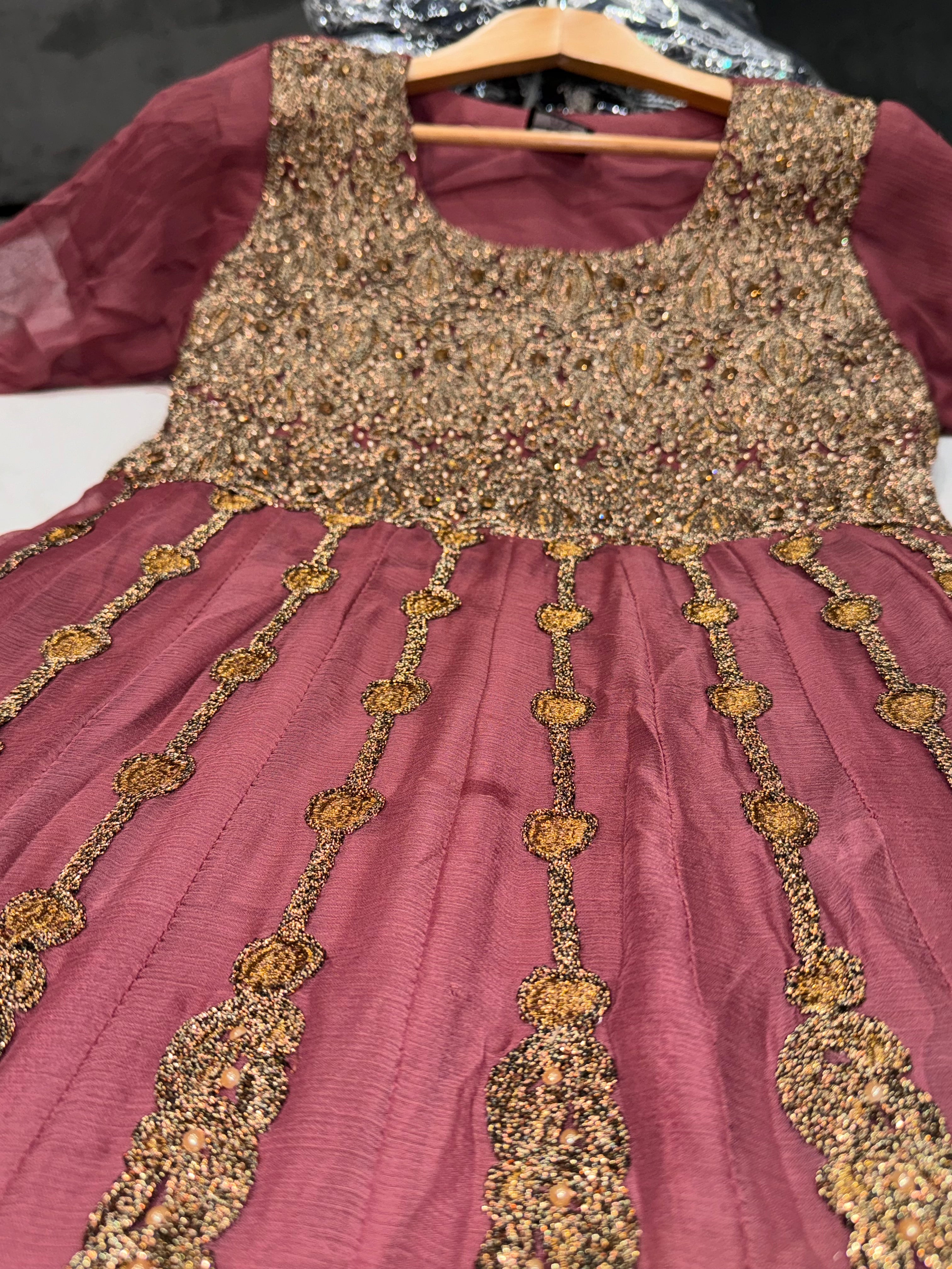 TAHSIN Chiffon contrasting frock suit 3 piece Pakistani design fancy duppatta wedding edt S-XL Womenswear