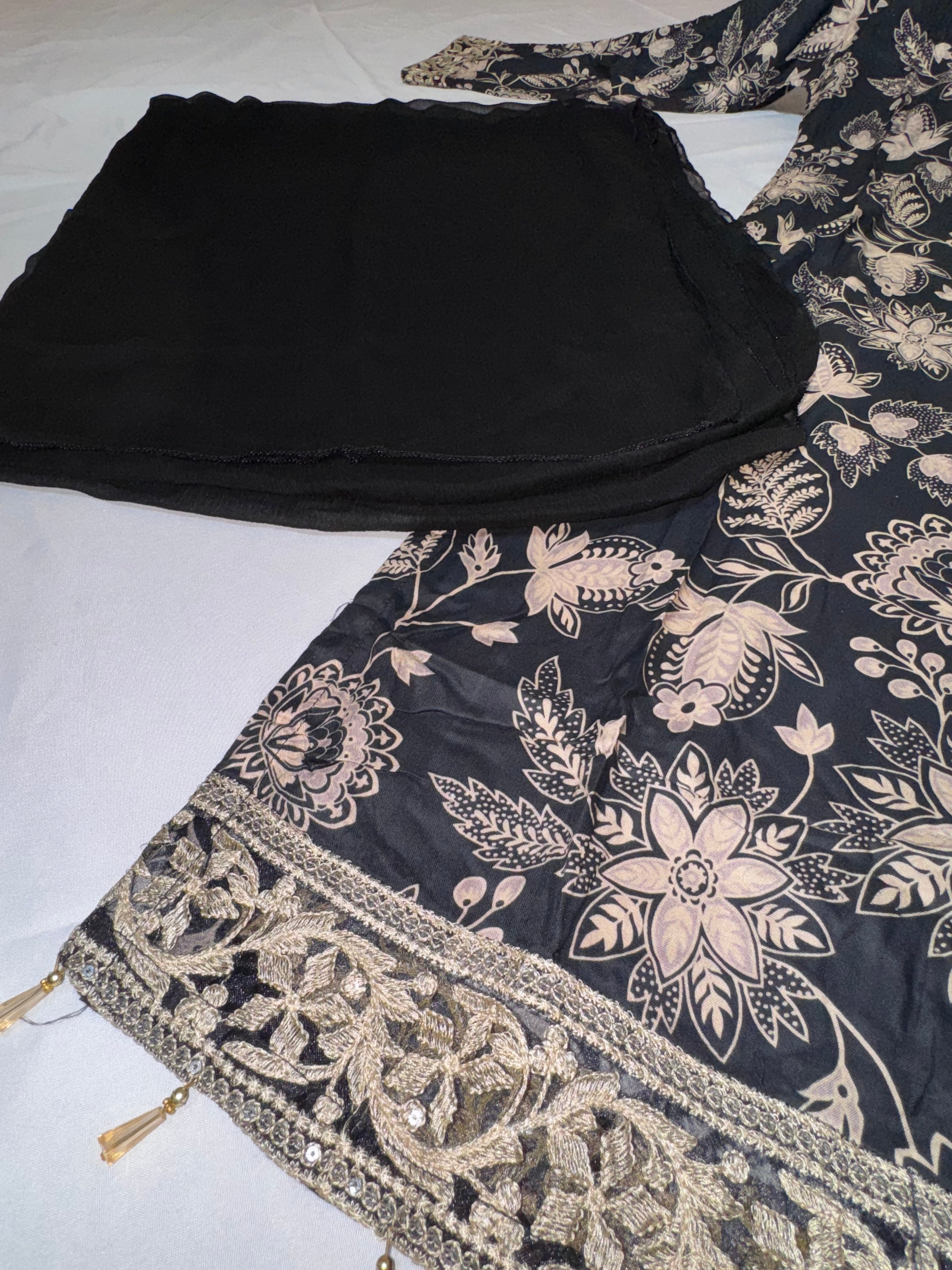 AILA (Black & Gold) Linen Embroidered Printed Casual Dress | New Collection | Rangz design S-XXL