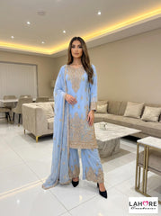 5 Colours ROYA Plazzo Kameez chiffon embroidered Pakistani design S-XI suits
