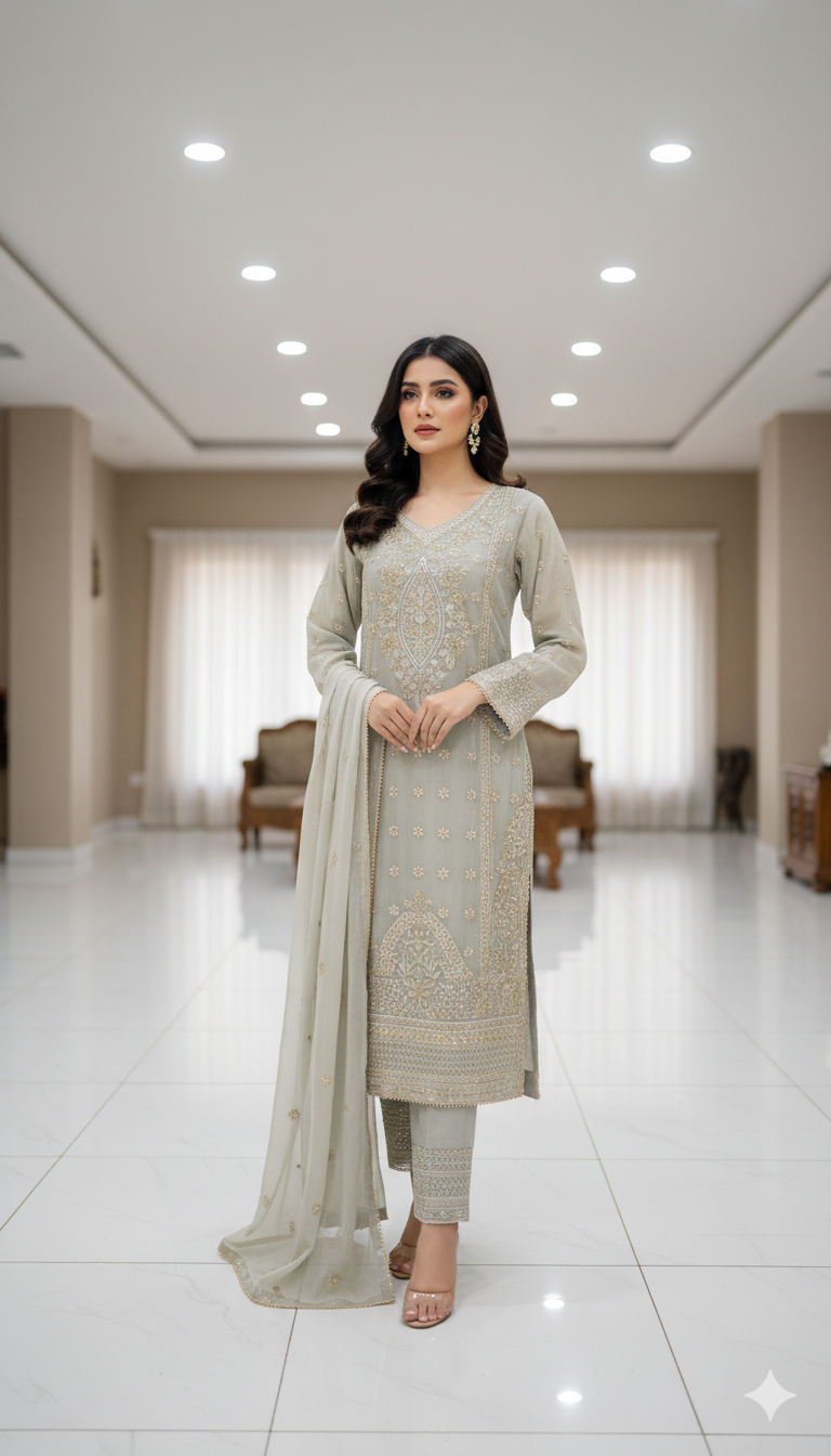 4 Colours HAJAR salwar Kameez chiffon embroidered Pakistani design S-XI suits