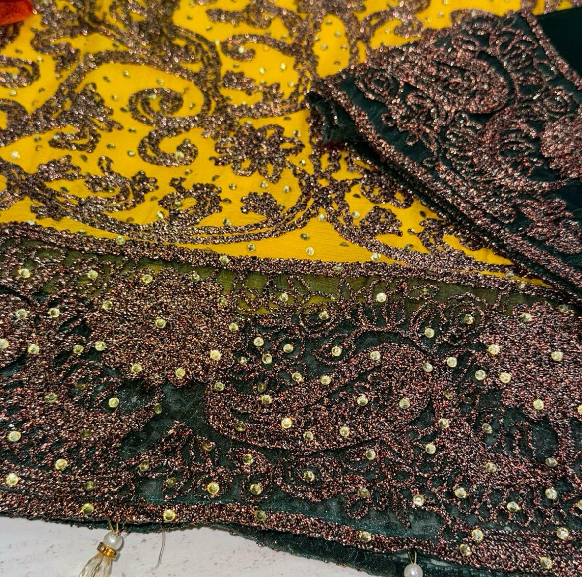 MEHNDI MAYOO 3 Plazzo Kameez chiffon embroidered stone work Pakistani design S-L suits