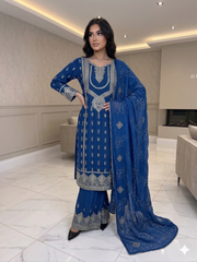 4 Colours EID 26 SHIRIN Plazzo Kameez chiffon embroidered Pakistani design S-XI suits (Copy)
