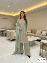 5 Colours ROYA Plazzo Kameez chiffon embroidered Pakistani design S-XI suits