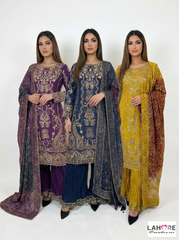 Wedding Edition 26 SAJNI - NISA - 3 Colours 2026 Wedding edition Heavy chiffon embroidered Pakistani designer Sharara suit S-XI suits (3394)