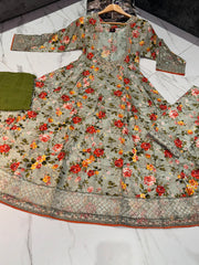 4 Colours LIBYA floral print dress suit 3 piece Pakistani embroidered print work contrasting dupatta s-xl