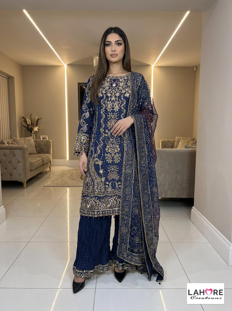 Wedding Edition 26 SAJNI - NISA - 3 Colours 2026 Wedding edition Heavy chiffon embroidered Pakistani designer Sharara suit S-XI suits (3394)