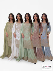 5 Colours NEGIN Plazzo Kameez chiffon embroidered Pakistani design S-XI suits (Copy)