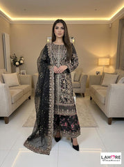 Wedding Edition 26 SAJNI 3543 - Floral Black - 2026 Wedding edition Heavy chiffon embroidered Pakistani designer Palazzo kameez suit S-XI suits