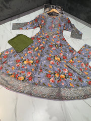 4 Colours LIBYA floral print dress suit 3 piece Pakistani embroidered print work contrasting dupatta s-xl