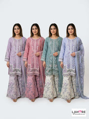 4 Colours ELLE Eid 26 new trending Sharara trousers embroidered kameez eid release on linen Pakistani Indian fashion