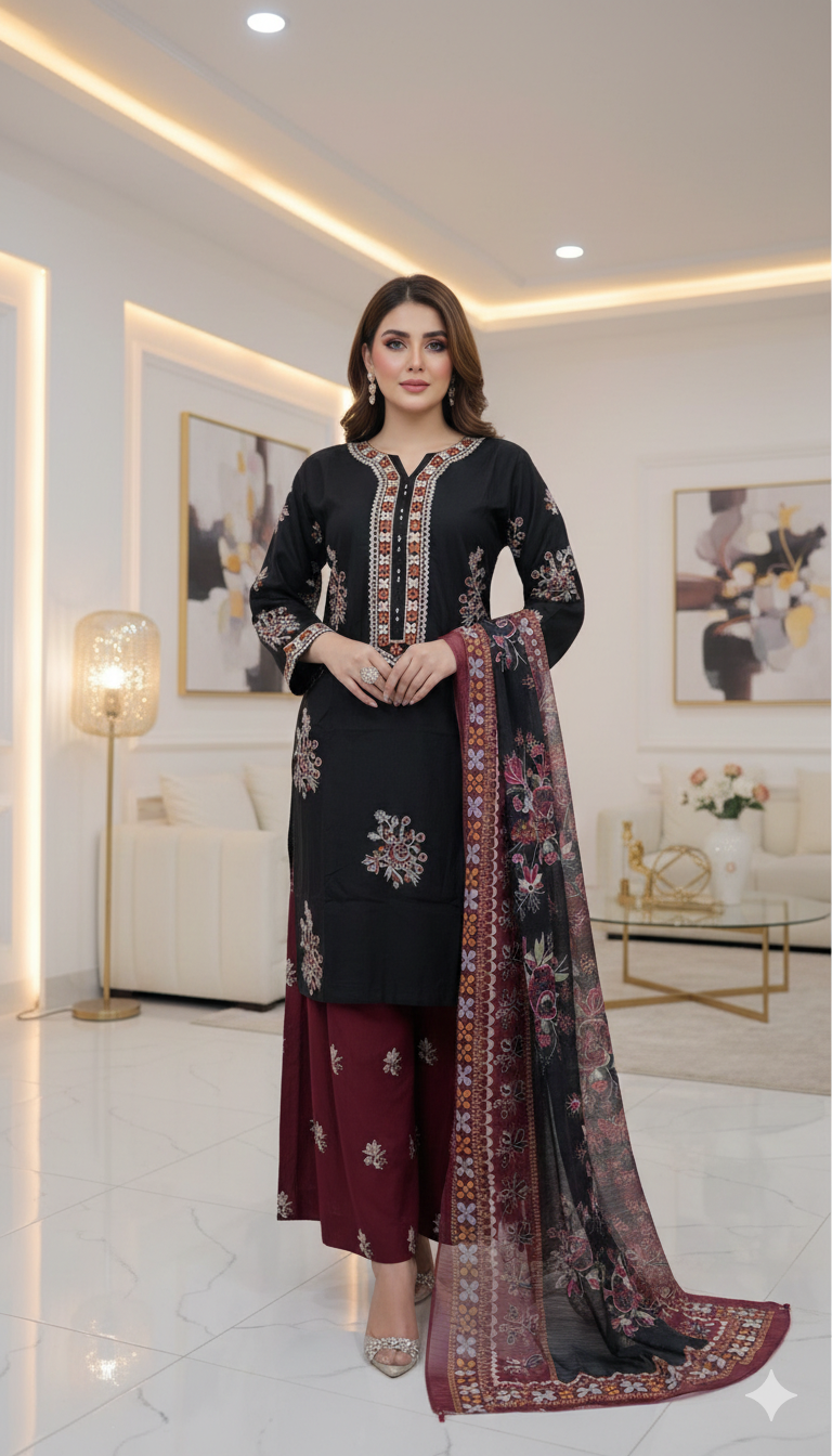4 Colours ASIYAH EID 26 Linen Plazzo Kameez embroidered Pakistani design S-XI suits