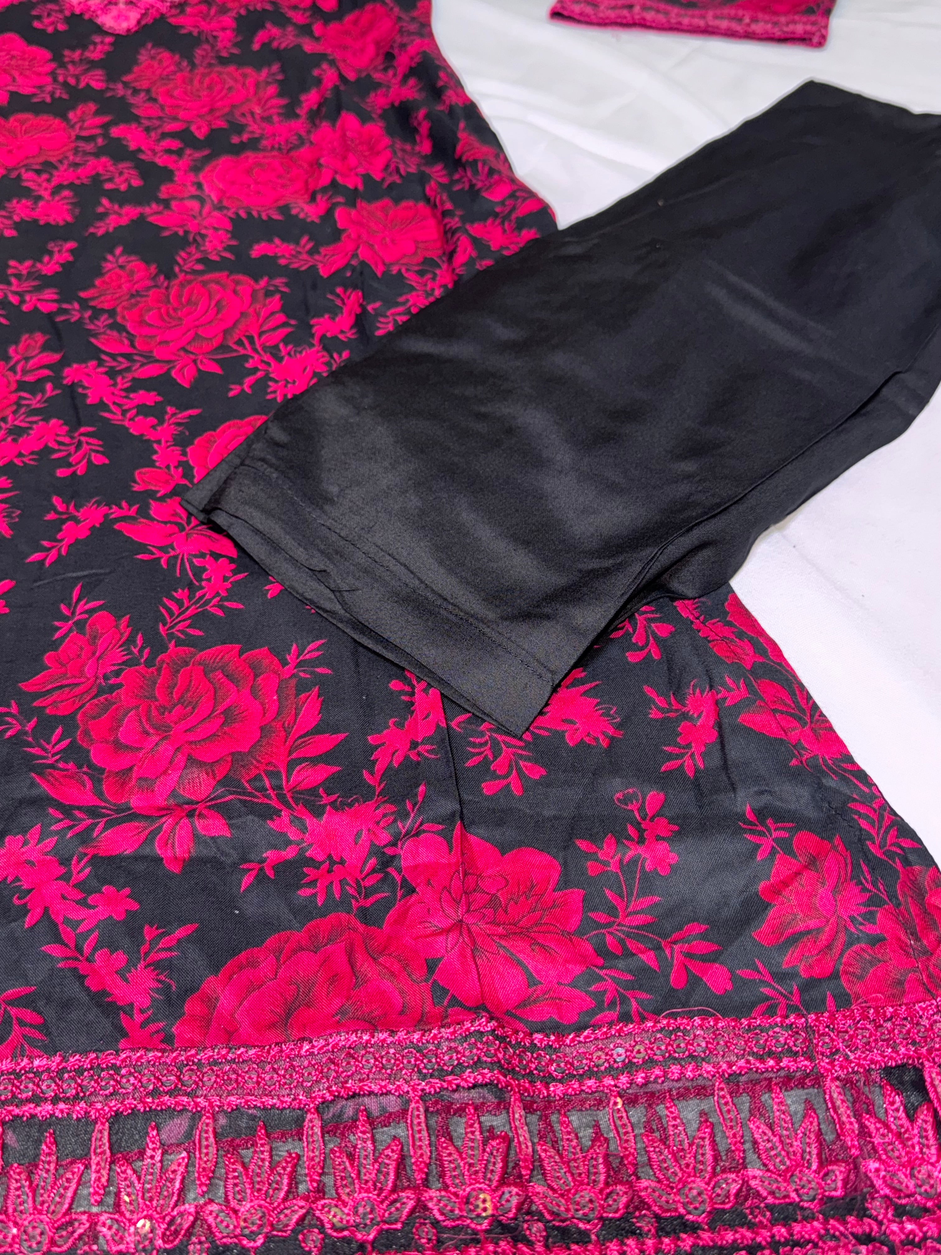 AFRA (Red & Black) Linen Embroidered Printed Casual Dress | New Collection | Rangz design S-XXL