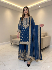 4 Colours JANNAT Plazzo Kameez chiffon embroidered Pakistani design S-XI suits