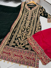 MEHNDI Style Pakistani designer Plazzo suit coming In 5 lovely colours