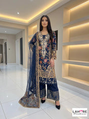 Wedding Edition 26 SAJNI 337 - Black - 2026 Wedding edition Heavy chiffon embroidered Pakistani designer Palazzo kameez suit S-XI suits