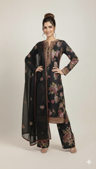 4 Colours FM-188 EID 26 Pakistani Floral Stunning Salwar Kameez Embroidered with a satin Scarf for Festive Wear Womenswear
