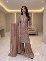 5 Colours NEGIN Plazzo Kameez chiffon embroidered Pakistani design S-XI suits (Copy)
