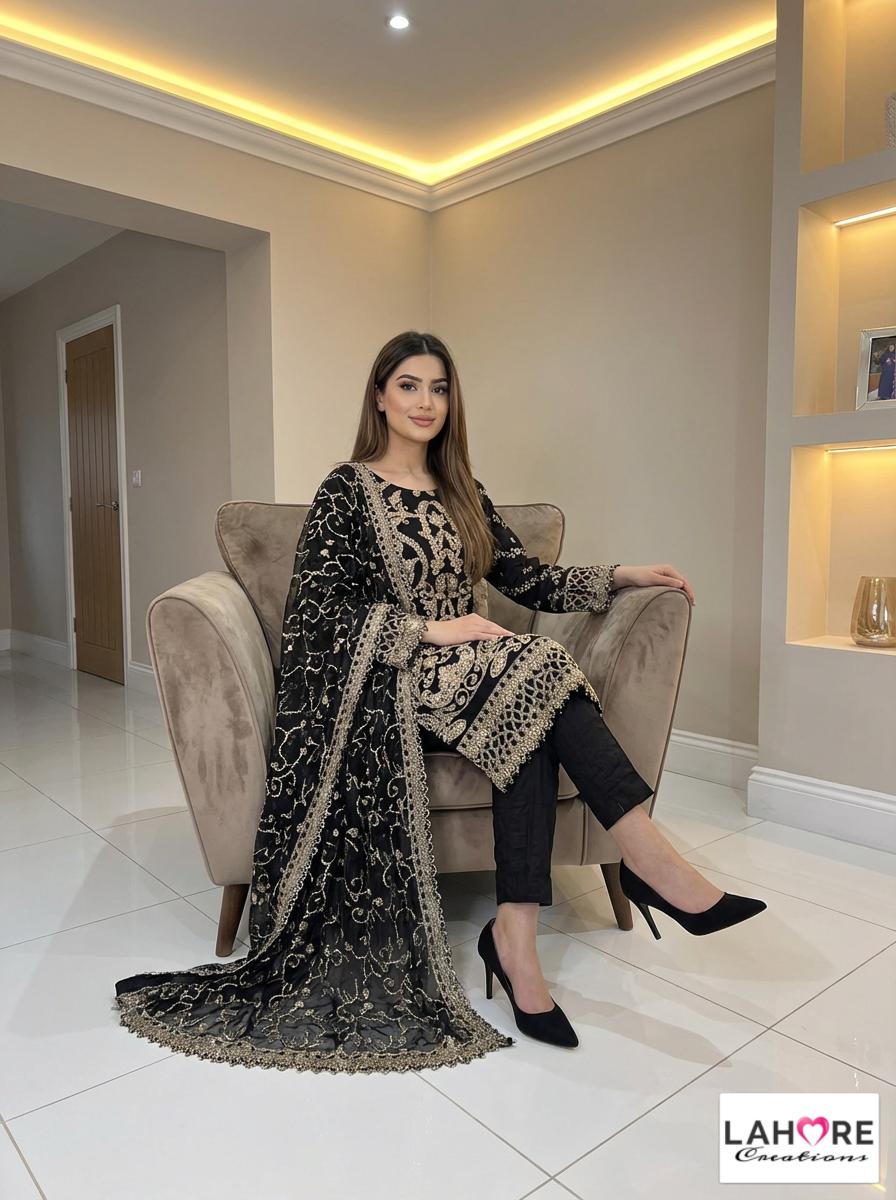 Wedding Edition 26 SAJNI 3533 - Black - 2026 Wedding edition Heavy chiffon embroidered Pakistani designer Salwar Kameez suit S-XI suits