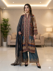Silk Eid 26 collection new trending Plazzo trousers embroidered kameez eid release on silk Pakistani Indian suit fashion