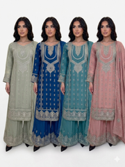 4 Colours EID 26 SHIRIN Plazzo Kameez chiffon embroidered Pakistani design S-XI suits (Copy)