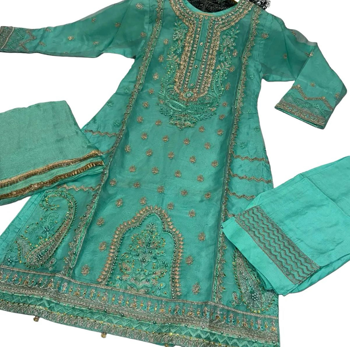 3 Colours ELEANOR Salwar kameez suit 3 piece Pakistani organza embroidered suit Dupatta S-XL