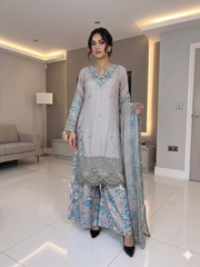 ELNAZ Eid 26 new trending Sharara trousers embroidered kameez eid release on linen Pakistani Indian fashion